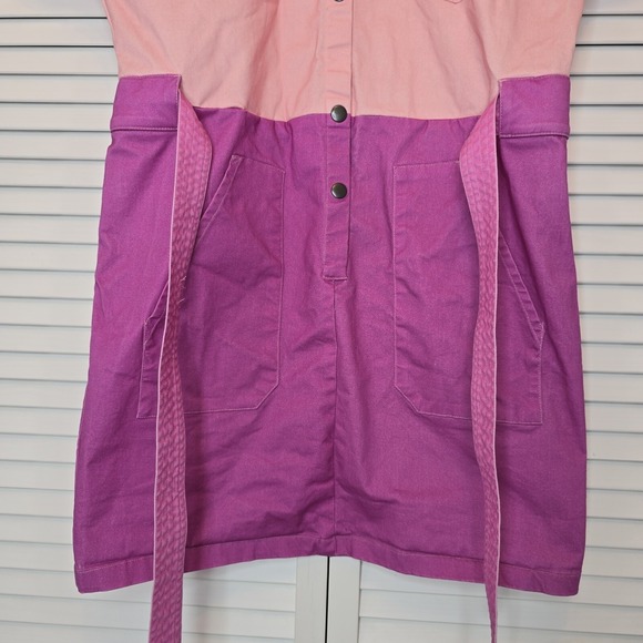 THE KIT Cargo Dress SS Dottie Blush Pink‎ Colorblock Women Medium Relaxed Cotton - Picture 4 of 16